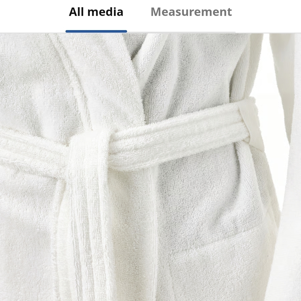 IKEA White Terry Bathrobe with Shawl Collar - Picture 4 of 6